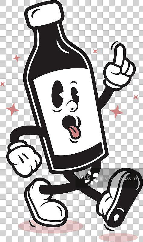 啤酒瓶玻璃杯卡通吉祥物图片素材