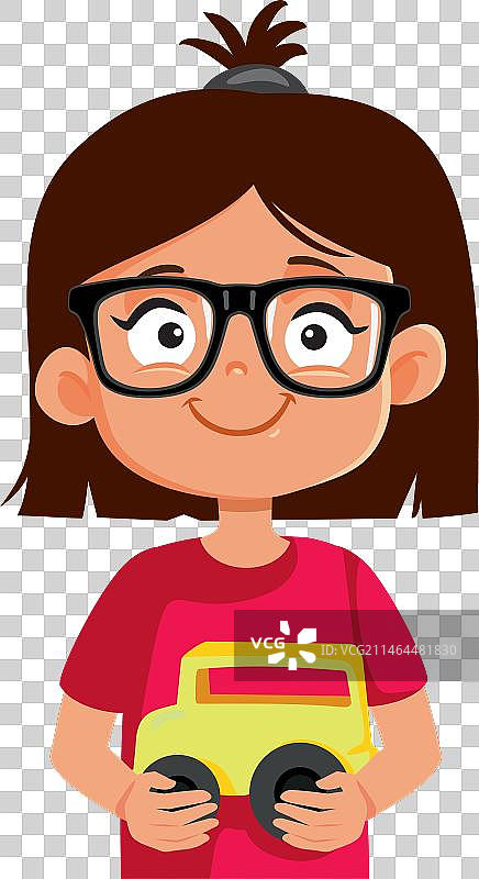 玩玩具卡车的可爱小女孩图片素材