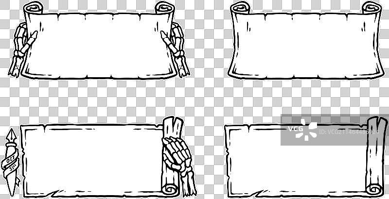 骷髅手的复古纸卷轴羊皮纸图片素材