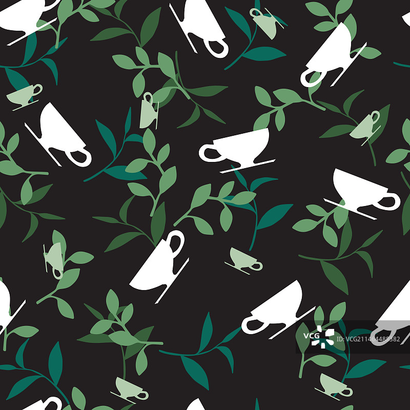 新鲜有机绿茶草本无缝图案图片素材