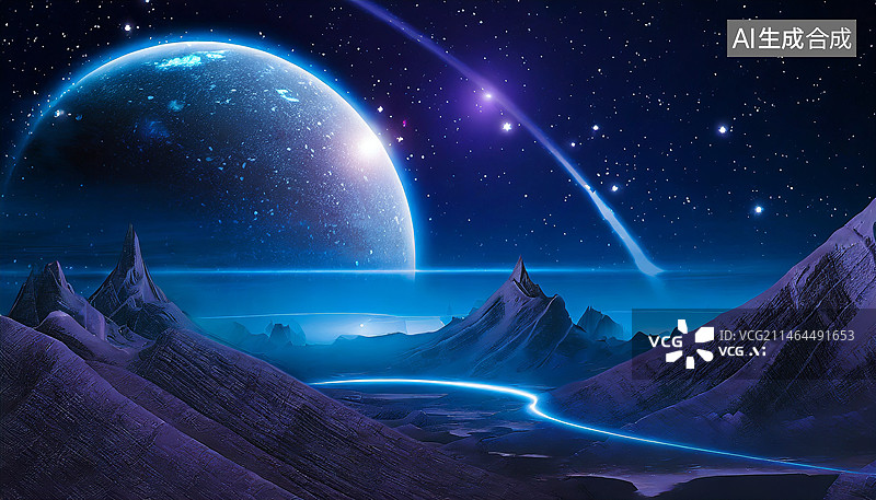 【AI数字艺术】奇幻太空星球，宇宙星空背景，星空背景图片素材