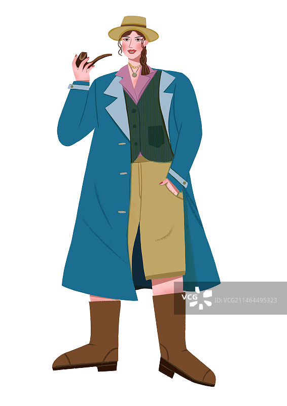 拿烟斗的女孩图片素材