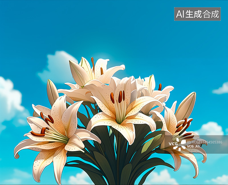【AI数字艺术】阳光下的鲜花-百合花图片素材