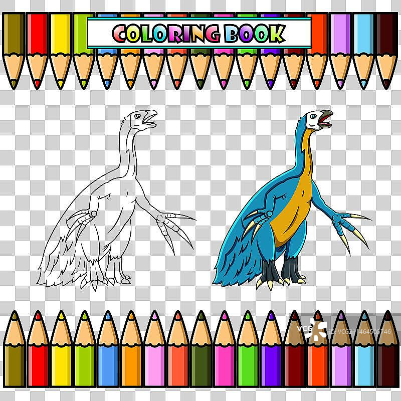 供涂色的 cartoon 镰刀龙图片素材