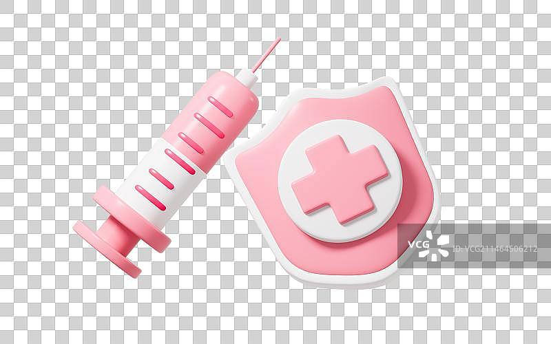 卡通疫苗防御概念3D渲染图片素材