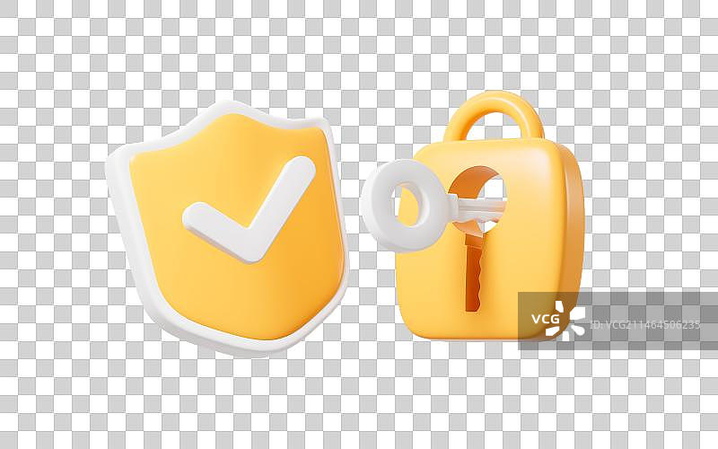 卡通盾牌解密概念图标3D渲染图片素材