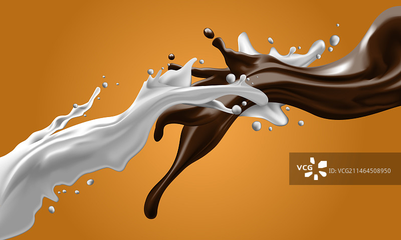牛奶和巧克力飞溅的动态混合图片素材
