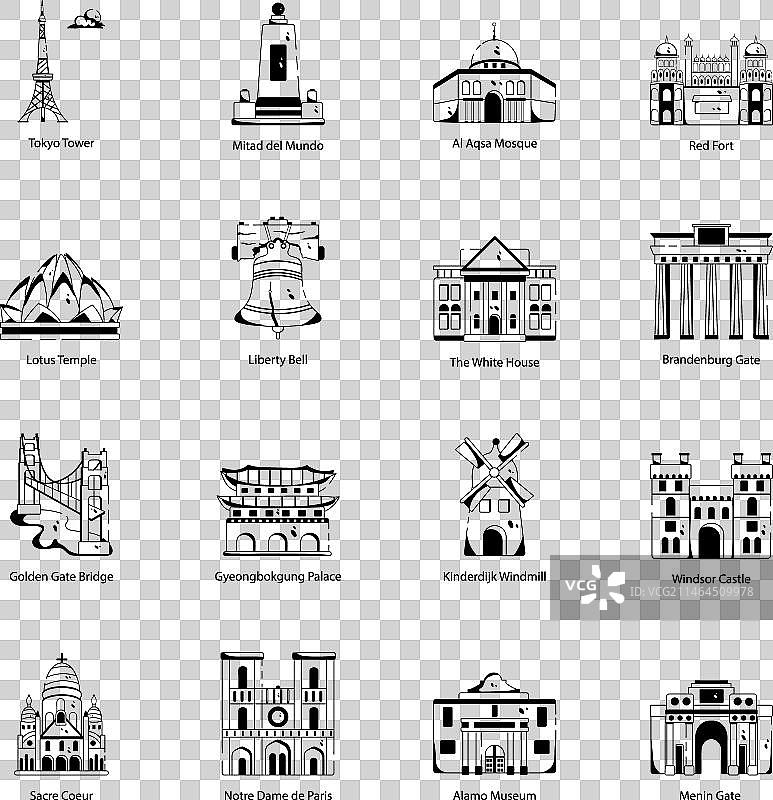 著名古迹标志符号合集图片素材