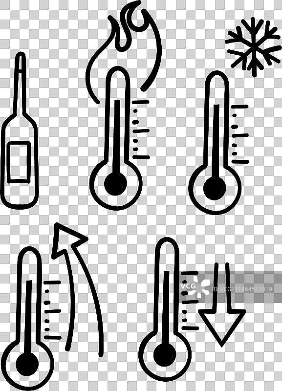 手绘涂鸦温度相关元素合集图片素材