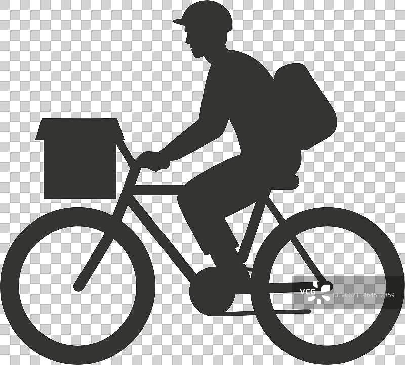 自行车快递员派送包裹图标图片素材