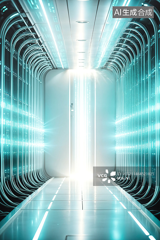 【AI数字艺术】未来派风格数据机房概念图图片素材