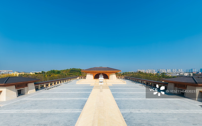 河南省郑州市新郑黄帝故里景区（拜祖大典）秋季航拍图片素材