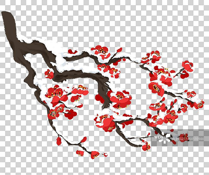 冬至节气插画元素被雪覆盖的梅花图片素材