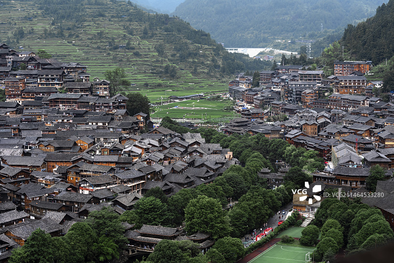 雷山县西江千户苗寨俯拍图片素材