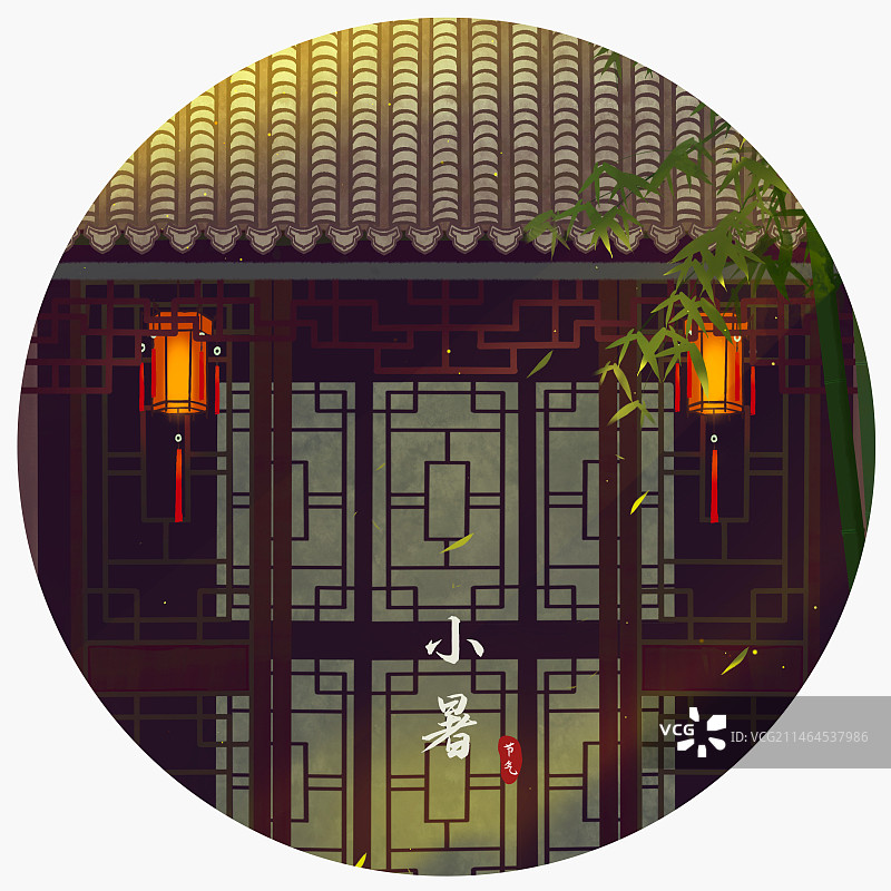 苏州园林中国风插画图片素材