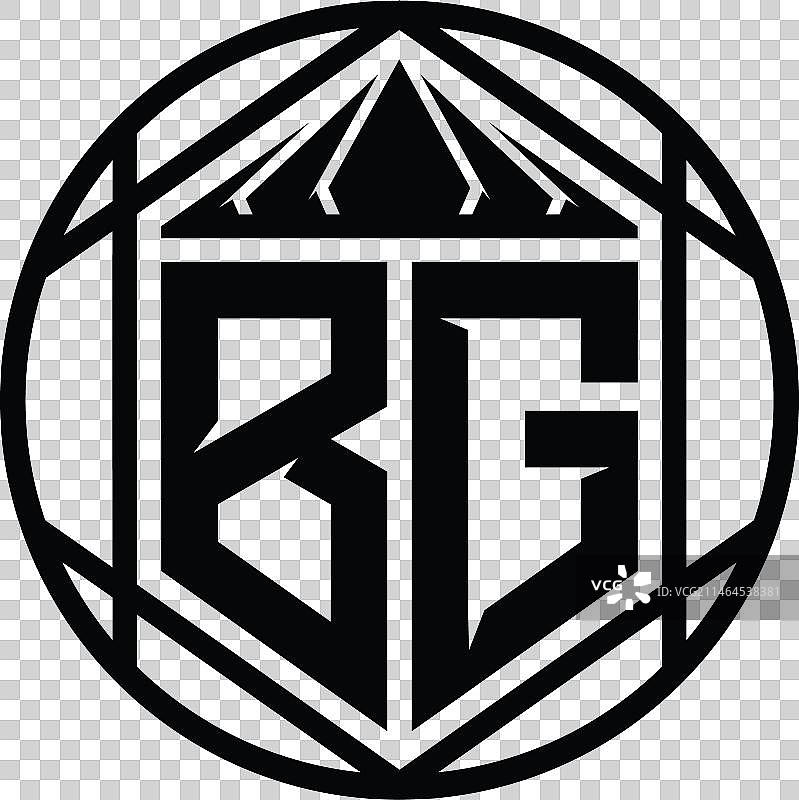 BG字母logo蜂窝切片皇冠图案图片素材