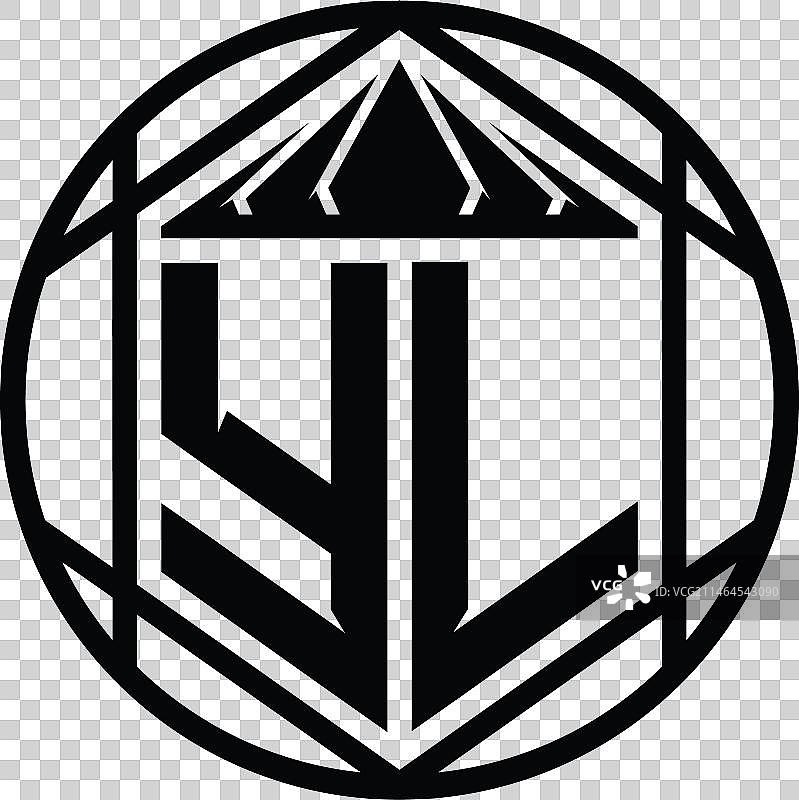 YL字母标志单字母组合六边形切片皇冠图片素材