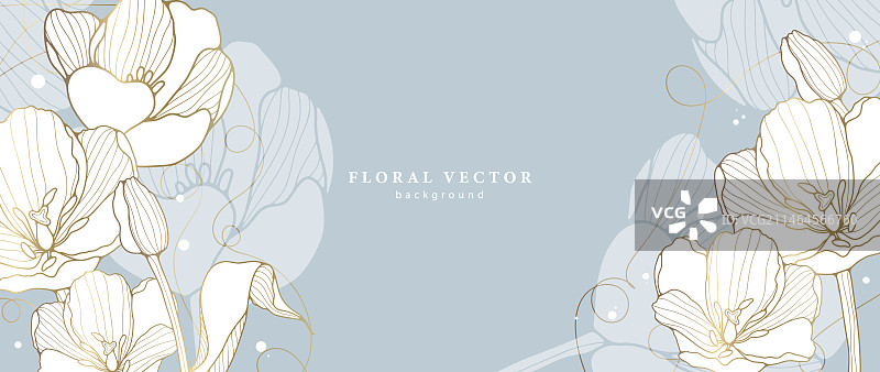 金色郁金香蓝色花卉卡片图片素材