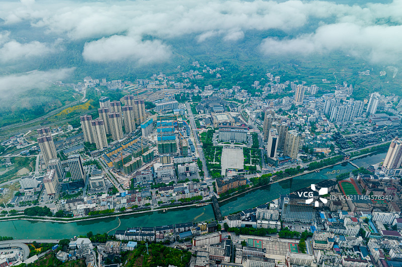 宣恩县城市山水云雾图片素材