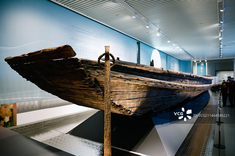 明代梁山古船  山东博物馆馆藏图片素材