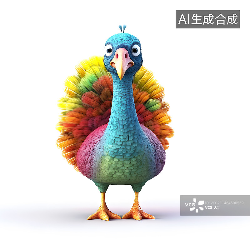 【AI数字艺术】火鸡感恩节概念三维渲染图片素材