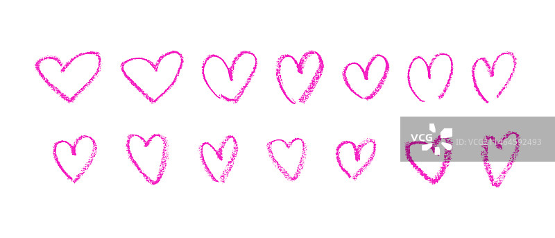 手绘Grunge粉色爱心笔刷图片素材