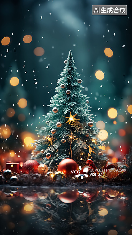 【AI数字艺术】圣诞节圣诞树背景图片素材