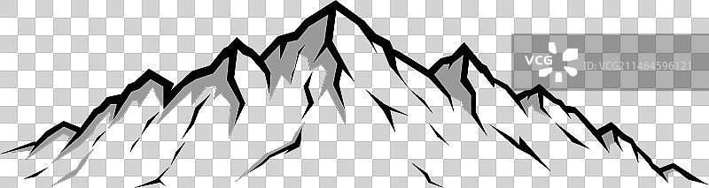 山地黑白单色剪影图片素材