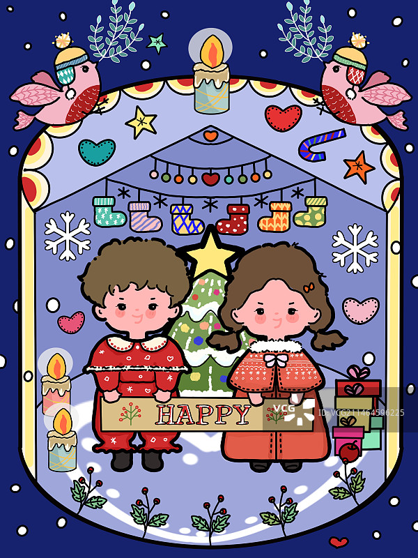 节日圣诞场景插画图片素材