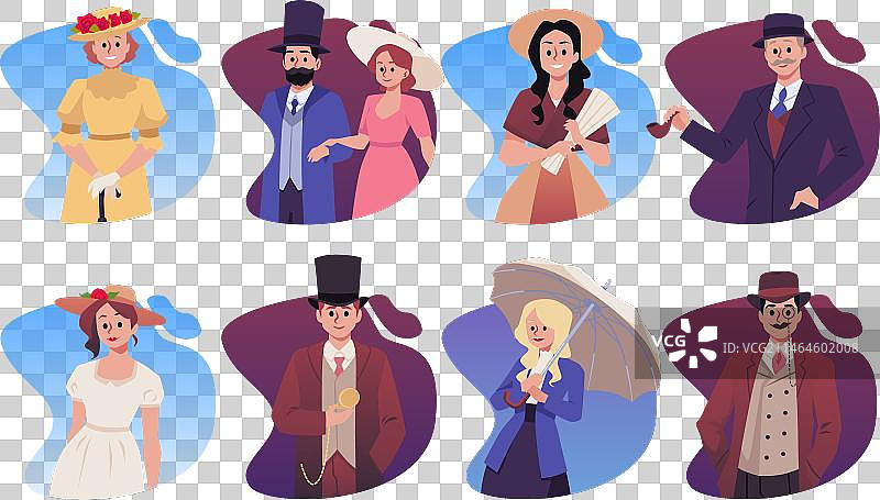维多利亚风格卡通人物图片素材