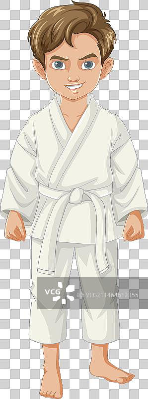 卡通男孩穿柔道服图片素材