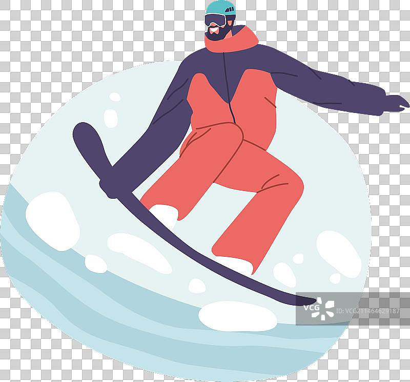 山上的冬季运动滑雪活动图片素材