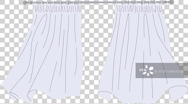 悬挂在杆子上的蓝色窗帘图片素材