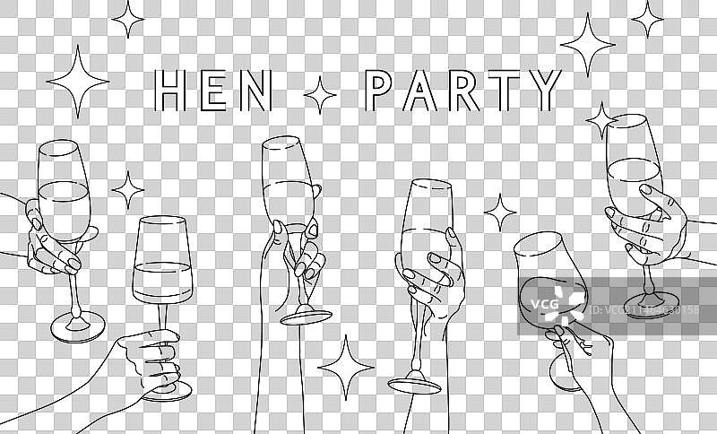 女士们举着酒杯参加单身聚会图片素材