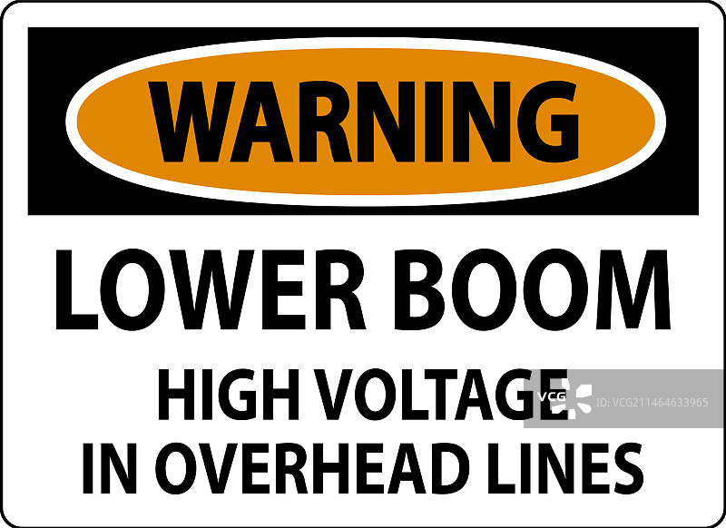 电气安全警示标志：降低吊臂高度图片素材
