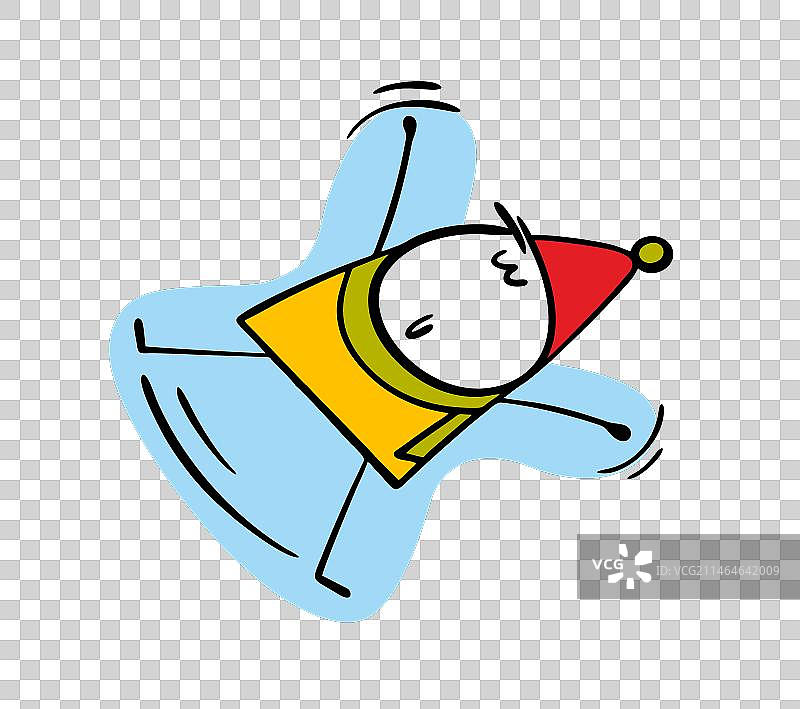 卡通火柴人男孩躺在雪地上图片素材