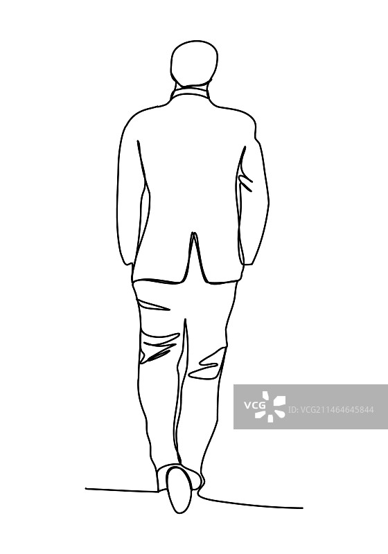 身穿商务西装的男子背影全身照图片素材