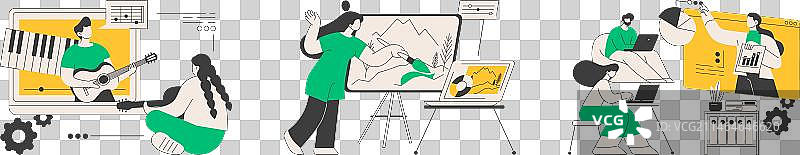 隔离期间的在线教育抽象概念图片素材