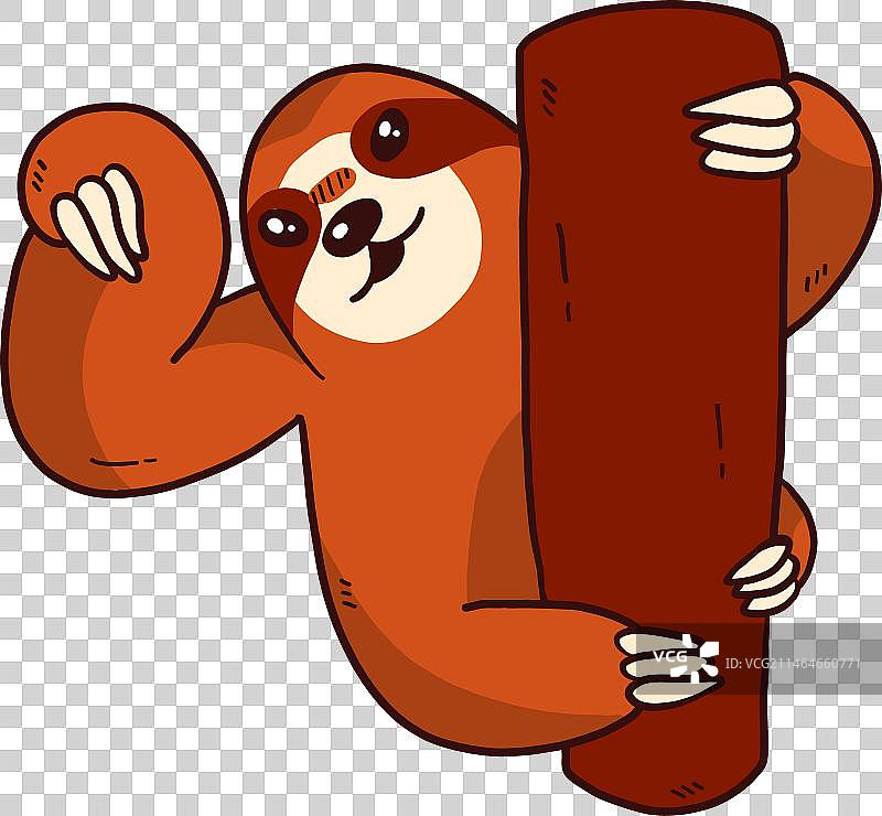 可爱的树懒树枝爪扁平风格图片素材