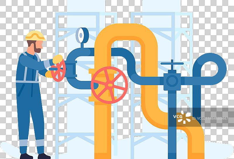 石油工业工人转动管道图片素材