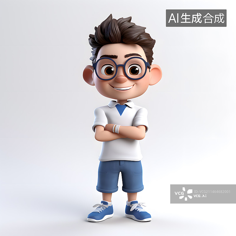 【AI数字艺术】3D卡通男孩图片素材
