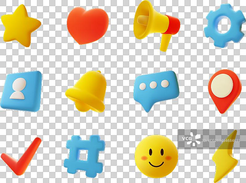 社交媒体3D图标网络元素图片素材
