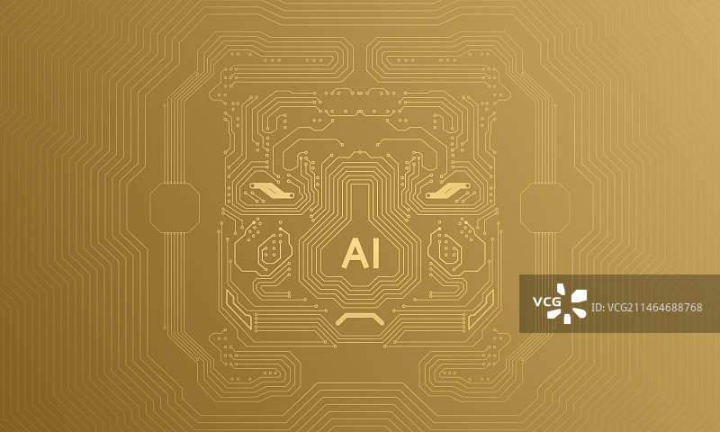 金色科技抽象电路图机器人矢量插图背景图片素材