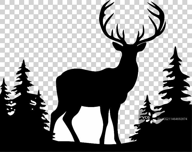 白色背景上的黑色鹿图标图片素材