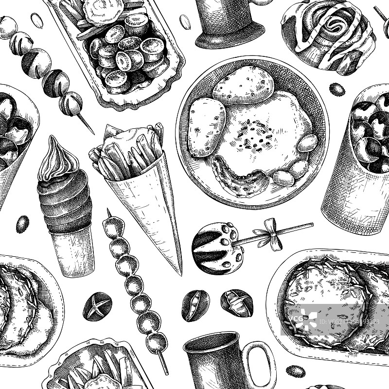 圣诞市场美食背景快餐图片素材