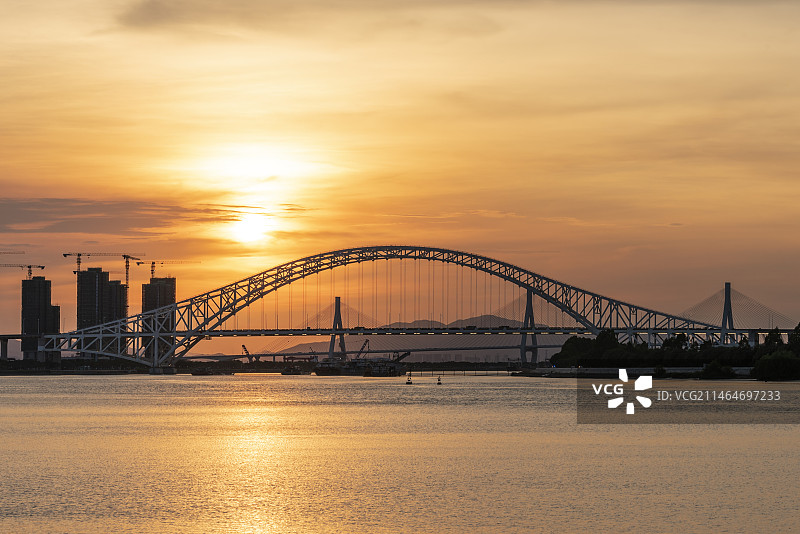 横琴二桥日落图片素材