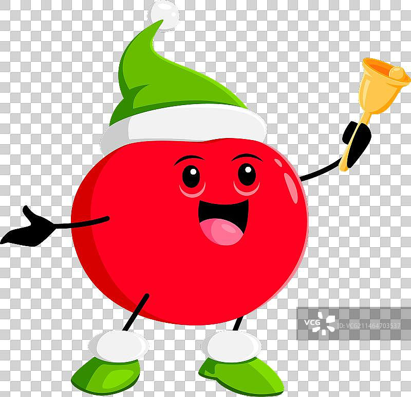 卡通番茄蔬菜角色与铃铛图片素材