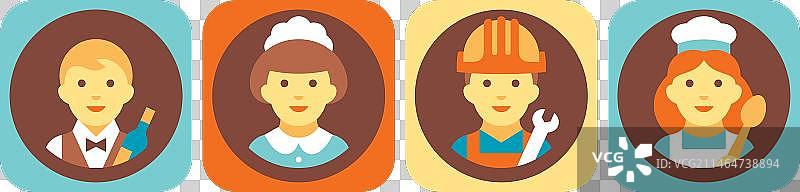 具有头像的不同职业图标图片素材