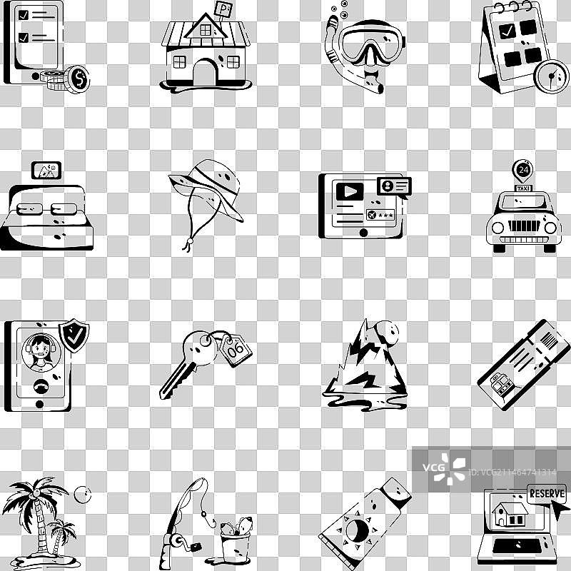 旅行字形图标组合图片素材