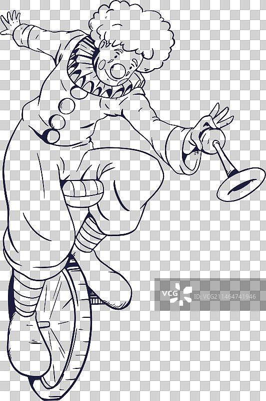 手绘骑自行车的小丑图片素材